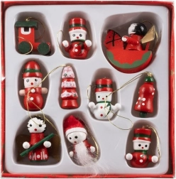 Dřevěné Vánoční Ozdoby Set 10 ks