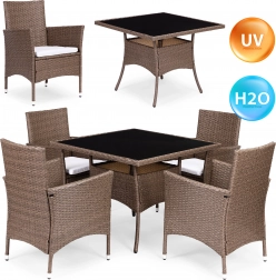 Zahradní nábytková sada s ratanovým vzhledem – 4 židle + stůl MultiGarden