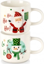 Porcelánové vánoční hrnky Santa a sněhulák 400 ml, sada 2 ks