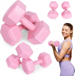 Sada hexagonálních činek 2×5 kg, růžové – ModernHome