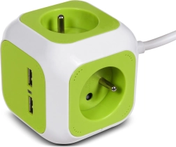 Kostková prodlužovací zásuvka s 4x schuko a 2x USB, 1,4 m GREENBLUE Magic Cube