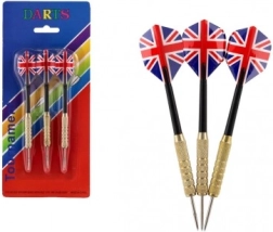 Sada házecích šipek s kovovými hroty a Union Jack letkami