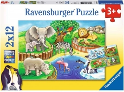 Puzzle 2x12 kousků Zvířata v zoo