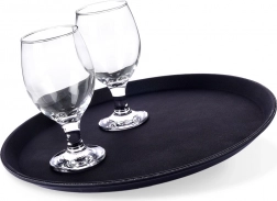 Černý protiskluzový servírovací tác 35 cm