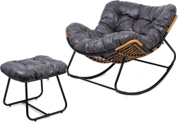 Moderní skandinávské houpací křeslo s podnožkou – šedý kokoon design