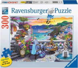 Puzzle Ravensburger Západ slunce nad Santorini 300 dílků