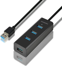 AXAGON HUE-S2BL 4portový USB 3.2 Gen 1 hub s nabíjením a 1,2m kabelem