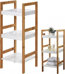 Bambusový koupelnový regál, 3patrový, 30 × 30 × 72 cm