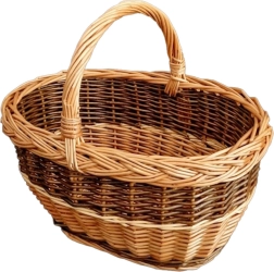 Oválný proutěný košík na houby 38 × 30 × 36 cm, lakovaný