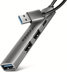 Axagon hue-sta hliníkový USB hub 4× port (1× USB‑A 5 Gbps, 2× USB‑A 2.0, 1× USB‑C 2.0) s 12cm kabelem