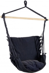 Závěsné brazilské křeslo z tkaniny s polštářem, grafitové