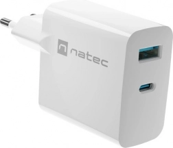 Nabíječka Natec Ribera GAN 1X USB-A + 1X USB-C 45W bílá