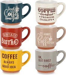 Keramické šálky na espresso 110 ml, sada 6 ks