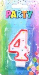 Párty svíčka číslo 4 červená