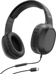 hama fun c drátová náhlavní sluchátka s mikrofonem, černá
