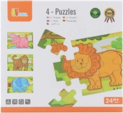 Dřevěné puzzle džungle – 4 zvířátka pro děti od 24 měsíců