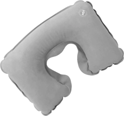 Nafukovací cestovní polštářek ve tvaru podkovy, šedý