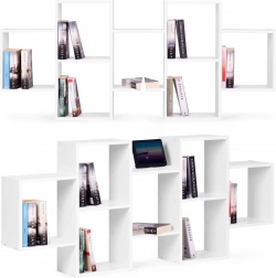 Moderní nástěnná police s 8 policemi, bílá