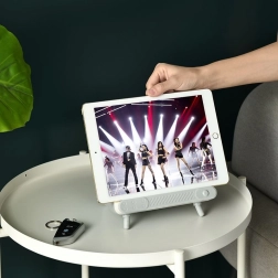 Krabice na papírové kapesníky s držákem na telefon retro TV – Šedá