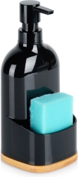 Dávkovač na mycí prostředek s držákem na houbičku, černý, 500 ml