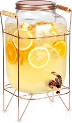 Skleněný dávkovač nápojů s kohoutkem a stojanem 8 l