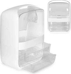 Kosmetický organizér s víkem a 2 zásuvkami MODERNHOME – bílý