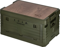 Skládací úložný box s víkem a dřevěnou deskou 32 l zelený NILS Camp