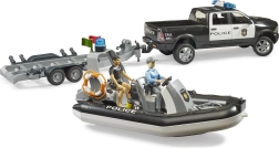 BRUDER policejní pick-up RAM s člunem a dvěma figurkami