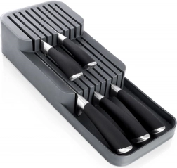 Zásuvkový organizér na nože, šedý, dvouúrovňový