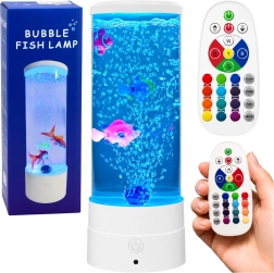 Dekorativní noční LED lampička akvárium s rybkami RGB (16 barev), bílá, USB