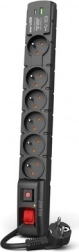 Prodlužovací přepěťová ochrana s USB A+C 5 m, 6× 230 V, PD 3.0 a QC, černá