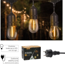 Zahradní LED girlanda FILAME 20 m s 20 žárovkami E27, teplá bílá