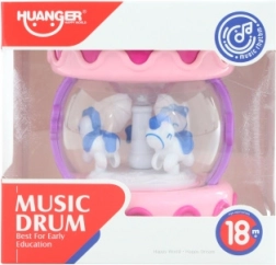 růžový dětský bubínek na baterie se světly a melodiemi