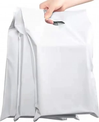 Bílé kuriérní plastové obálky s uchem 500 × 600 + 70 mm, 50 ks