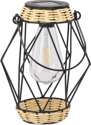 Solární kovový lucernový svícen 22 cm, černý, LED