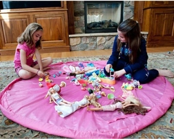 dětská hrací podložka a pytel na hračky růžová