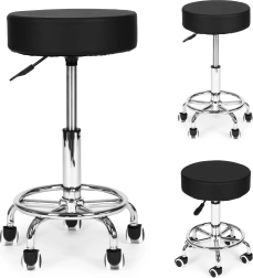 Otočná kosmetická a lékařská stolička s opěrkou, černá ModernHome