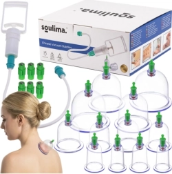 Vakuové baňky SOULIMA bez ohně, sada 12 ks s pumpičkou pro anticelulitidní masáž
