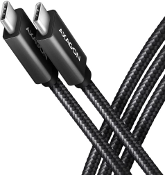 AXAGON USB‑C – USB‑C kabel 3.2 Gen 2, 1 m, PD 100 W, 5 A, 4K, hliníkový, opletený, černý