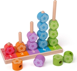 Dřevěné nasazování barevných květinek BIGJIGS