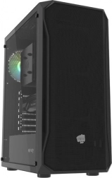 pc skříň fury shobo sh4 rgb midi tower, černá s bočnicí z tvrzeného skla