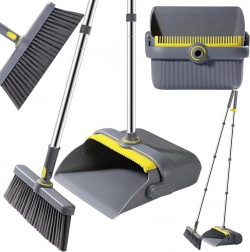 Sada smetáku a lopatky 2v1 s dlouhou rukojetí a hřebenem na chlupy