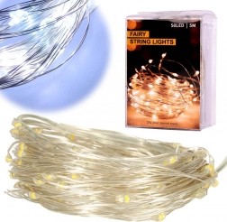 Dekorativní LED drátkové světýlka 5 m, 50 LED na baterie – Zimnábílá