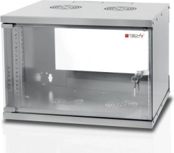 Závěsná skříňka Techly 19 palců 6U/320mm s prosklenými dveřmi, šedá