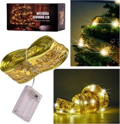 Zlatá LED stuha 10m teplá bílá na baterie