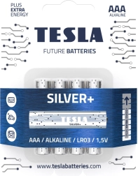 Alkalické baterie AAA bez rtuti TESLA SILVER+ 4 ks
