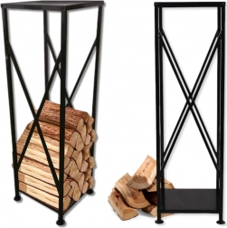 Designový ocelový stojan na krbové dřevo s křížovým loftovým designem 37 × 37 × 111 cm