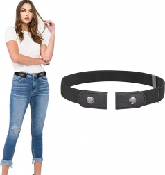 Elastický pásek bez přezky do kalhot, nastavitelný, černý