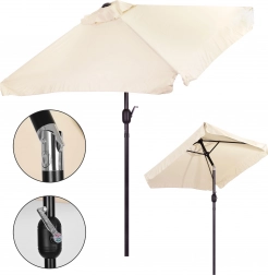 Velký zahradní slunečník s naklápěcím mechanismem a klikou, béžový