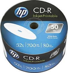 hp cd‑r 700 mb 52x printable, spindle 50 ks